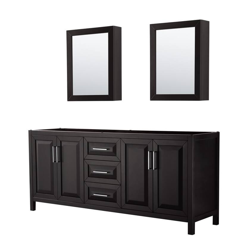 Wyndham Collection Daria 79" Double Free Standing Vanity Cabinet - - Dark Espresso / Polished Chrome Hardware