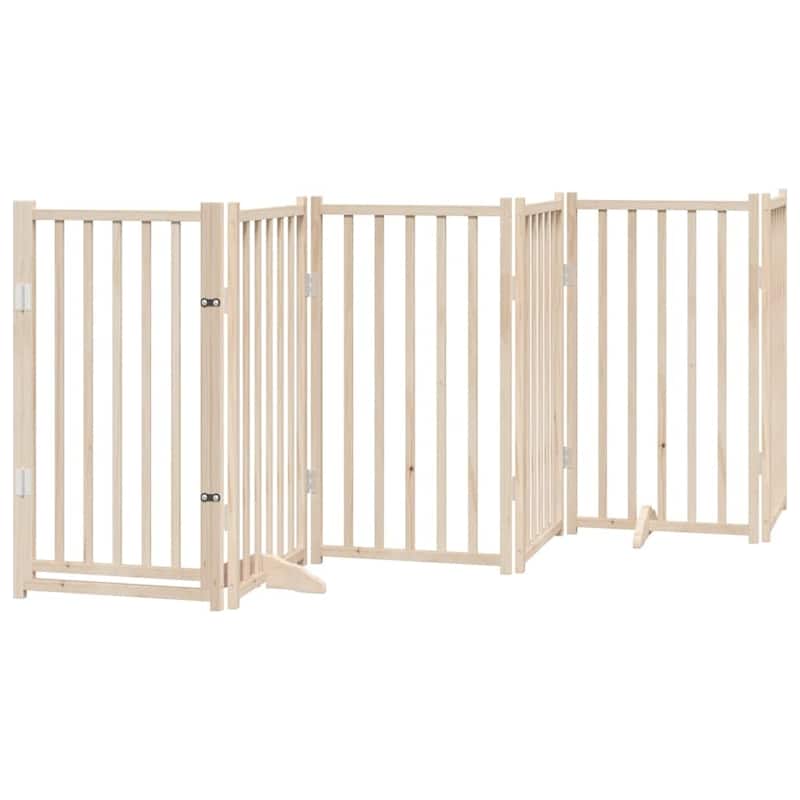 vidaXL Dog Gate Set of 6 Solid fir wood Foldable Dog Gate Rectangular - 11.8 x 118.1 x 35.4