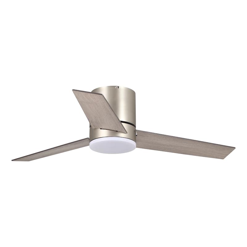 48" Modern Low Profile 3-Blade Flush Mount LED Ceiling Fan with Light and Remote - 48 in
