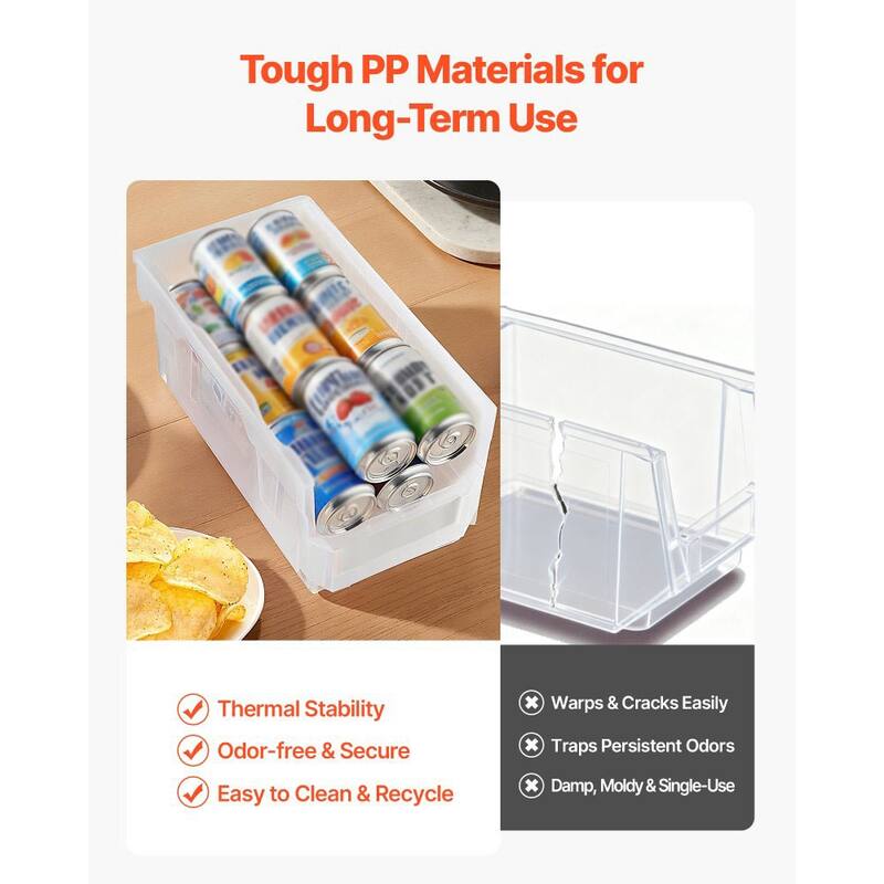 6-Pack Stackable Plastic Storage Bins with Label Stickers for Garage Kitchen or Craft Room - 14.8 x 8.5 x 7.1 in