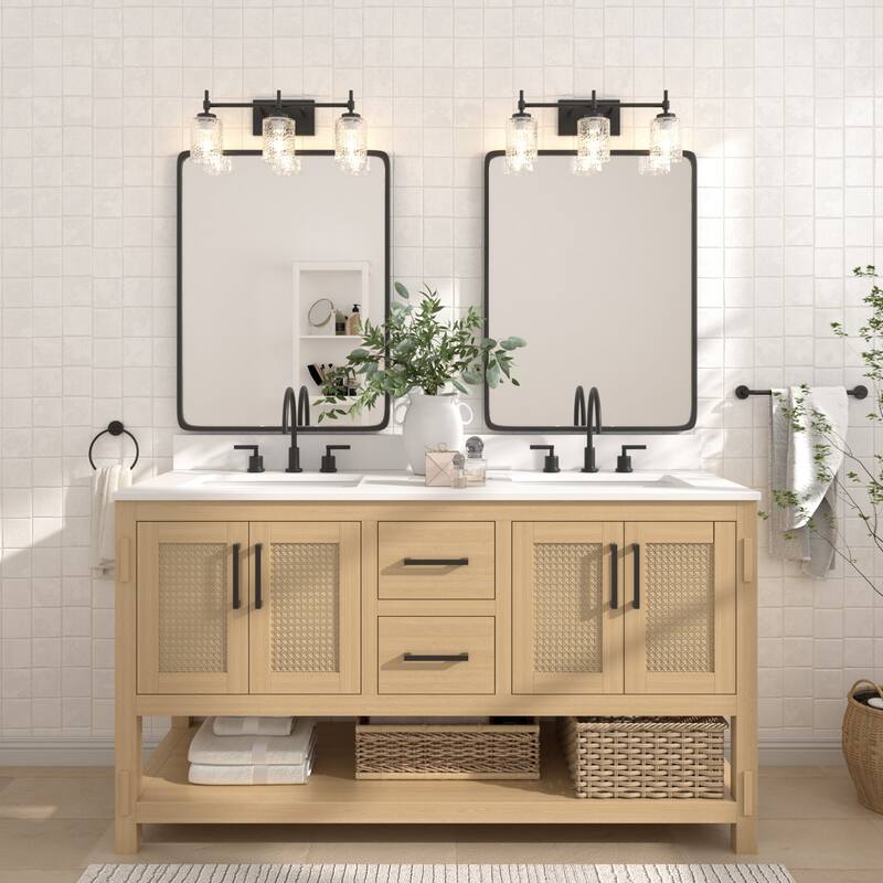 Acroma Dimmable Bathroom Vanity Light with Water Ripple Clear Shade