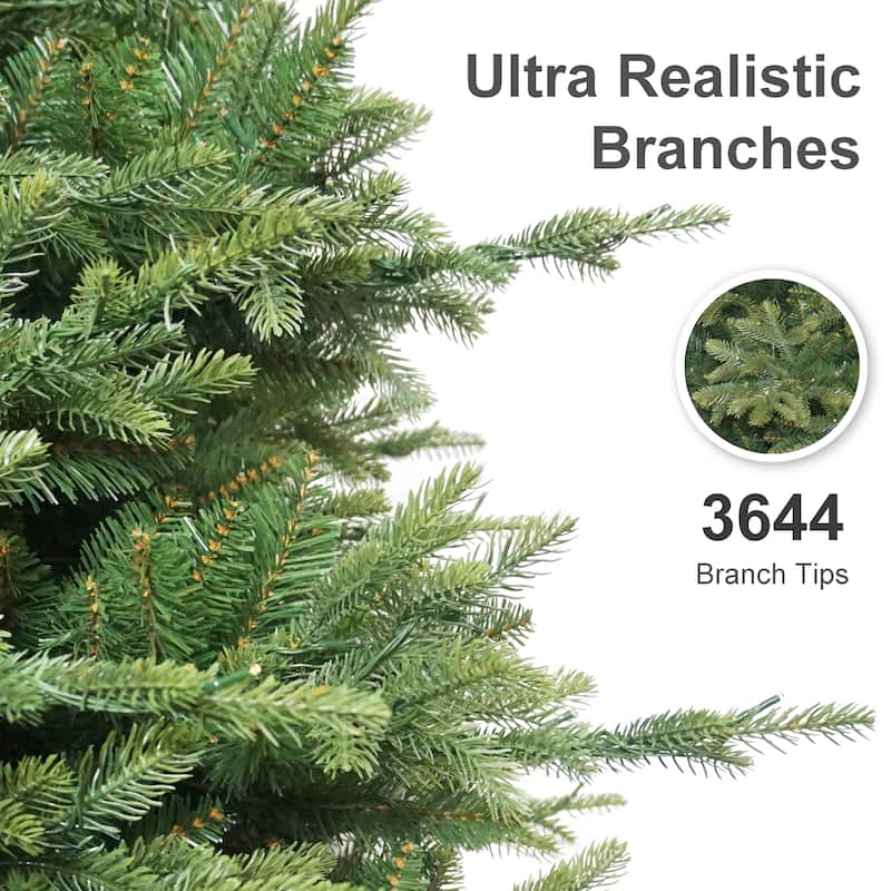 Puleo International 7.5' Pre-Lit Artificial Norwood Fir Tree with 1200 Dual-Color LED Lights