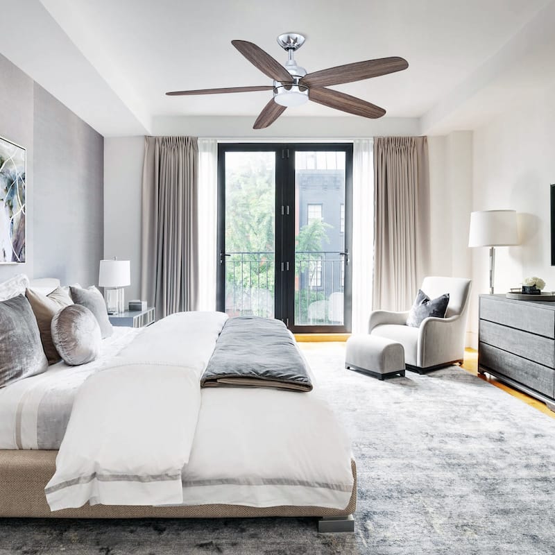 52-inch Chrome Modern Timer LED Ceiling Fan with Light and Remote Control