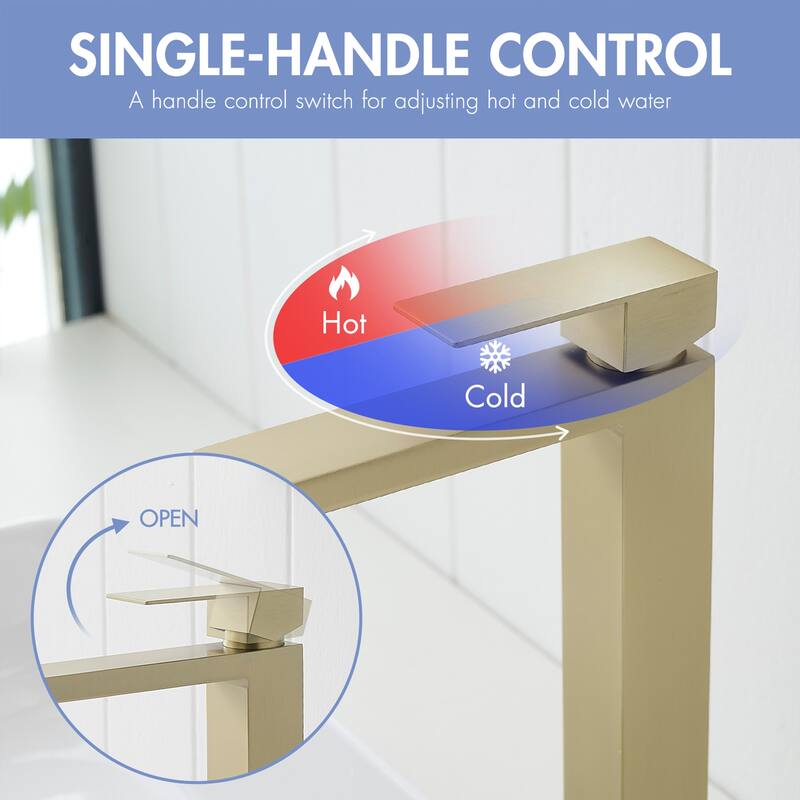 Brushed Gold Single Handle Bathroom Faucet with Pop-Up Drain