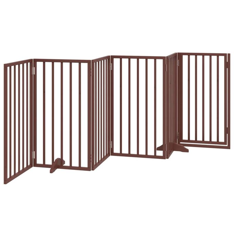 vidaXL Dog Gate Set of 2 Brown Solid Poplar wood 63 in long Foldable