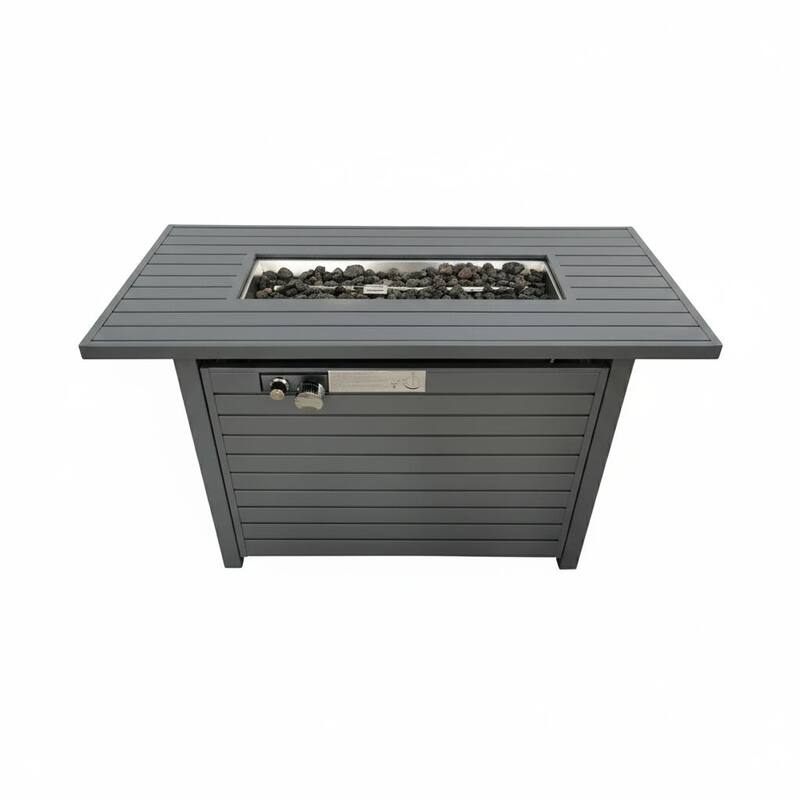 Anmytek 42'' L x 11'' H Steel Propane Outdoor Fire Pit Table with Lid