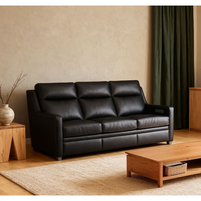Genuine Leather Recliner Sofa 78" Triple-Motor Power Zero-Wall Reclining 3-Seat Sofa with USB&USB-C Port - Charcoal