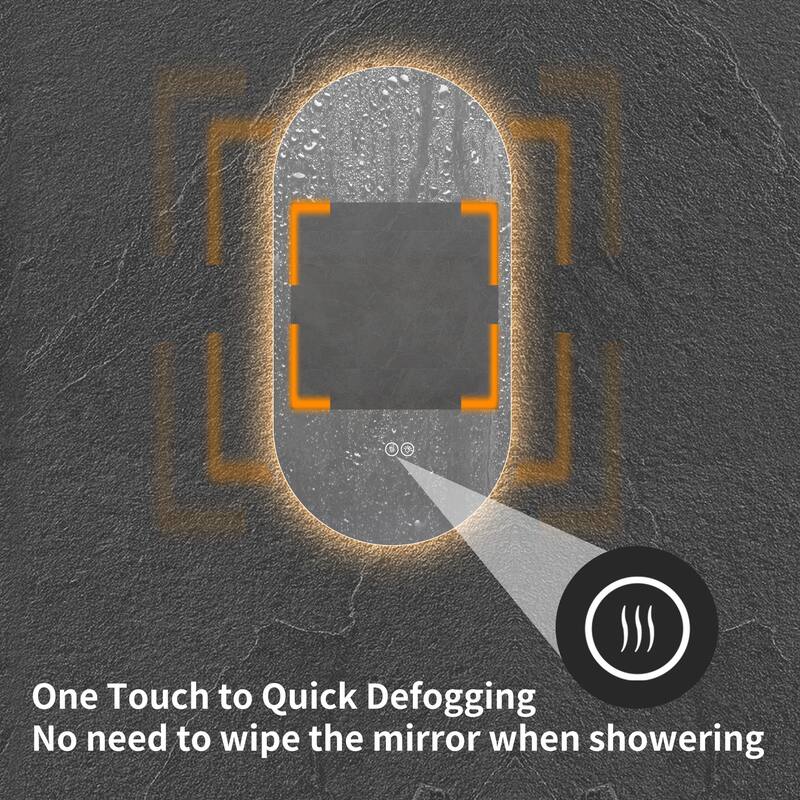 48*24 inch Smart Wall Mounted LED Touch Screen Anti-fog Mirror Bathroom Mirror, Barber Shop Mirror - Antique Silver