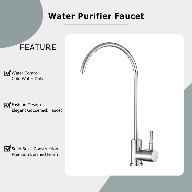 Single-Handle Stainless Steel Filter Drinking Water Kitchen Purifier Beverage Faucet in Brushed Nickel