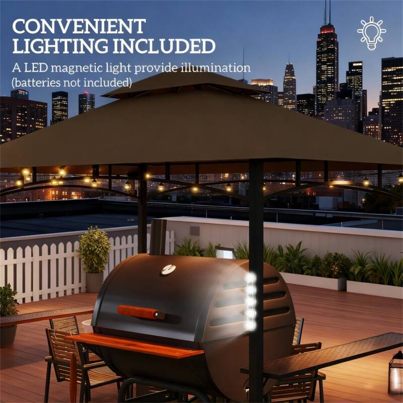 8' x 5' Outdoor Grill Gazebo Shelte in Dark Brown