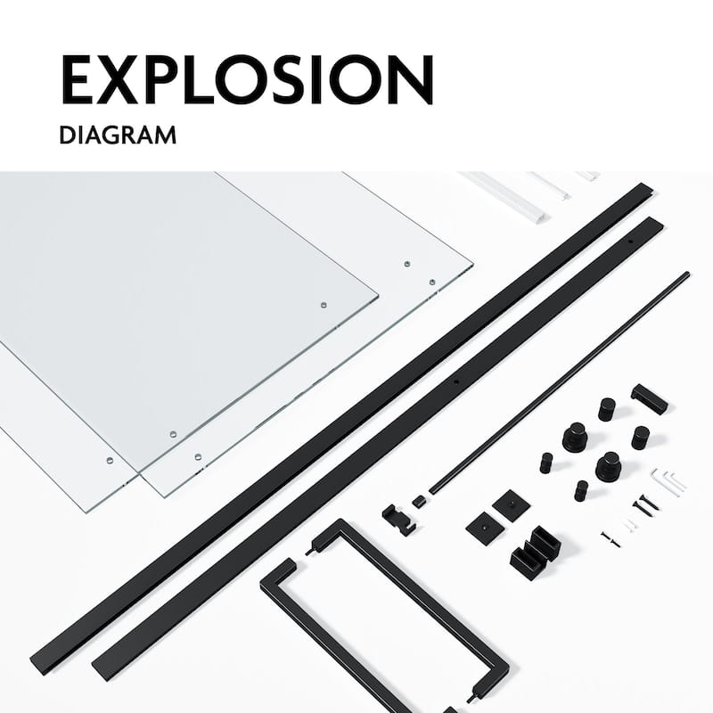 Glassic SI Series 62" - 66" W x 75" H Contemporary Frameless Single Sliding Shower Doors With 3/8" Clear Tempered Glass