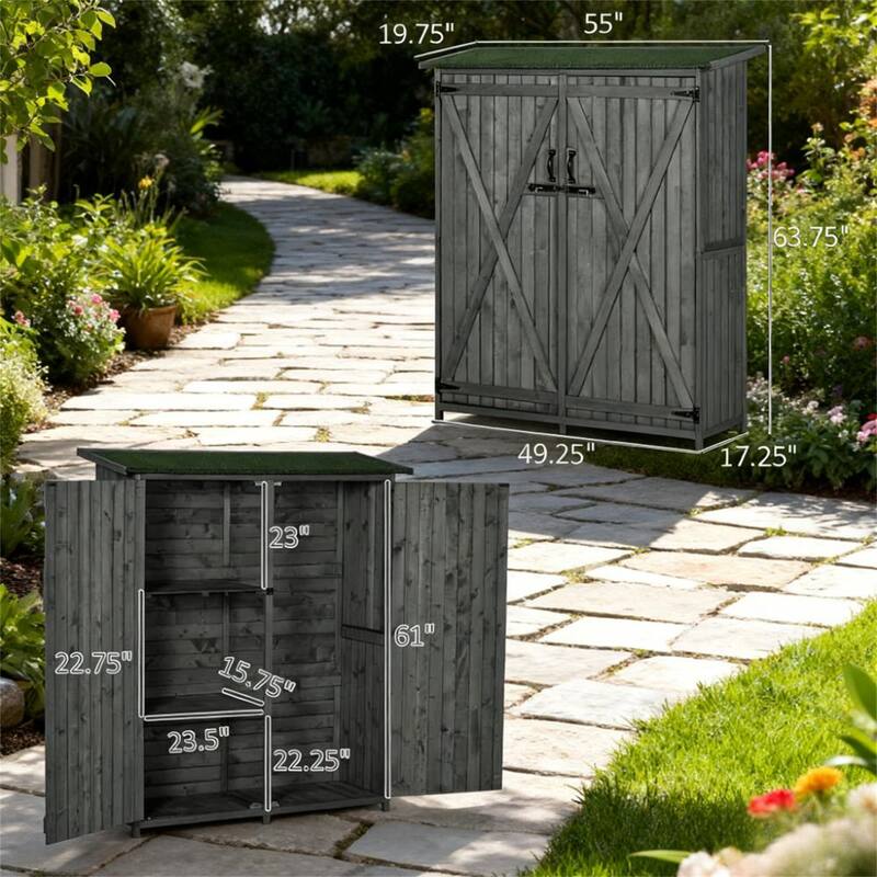 Wooden Garden Storage Garden Shed Utility Tool Organizer with Waterproof Asphalt Rood