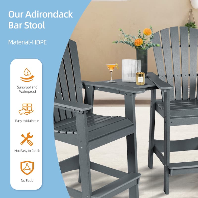 Aoodor Tall Adirondack Chairs Set of 2 with Connecting Tray