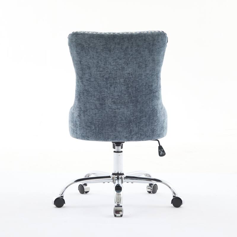 Roomfitters Chenille Tufted Office Chair, Adjustable Swivel Desk Chair with Chrome Metal Base