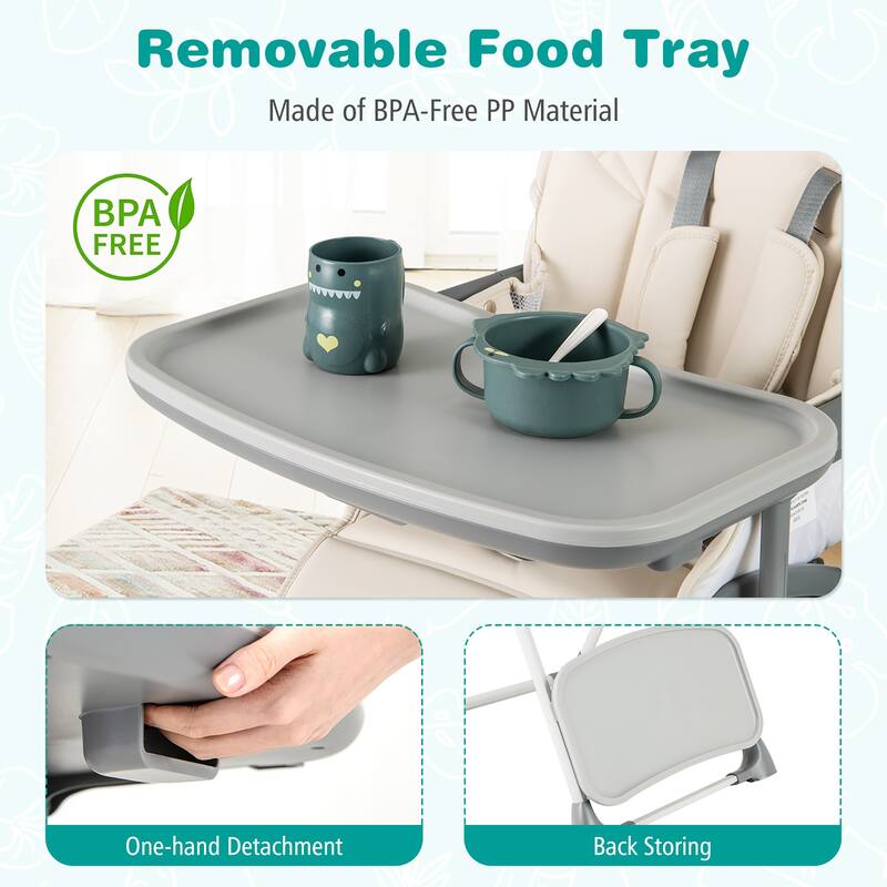 Gymax Foldable High Chair for Babies & Toddlers w/ Footrest Detachable