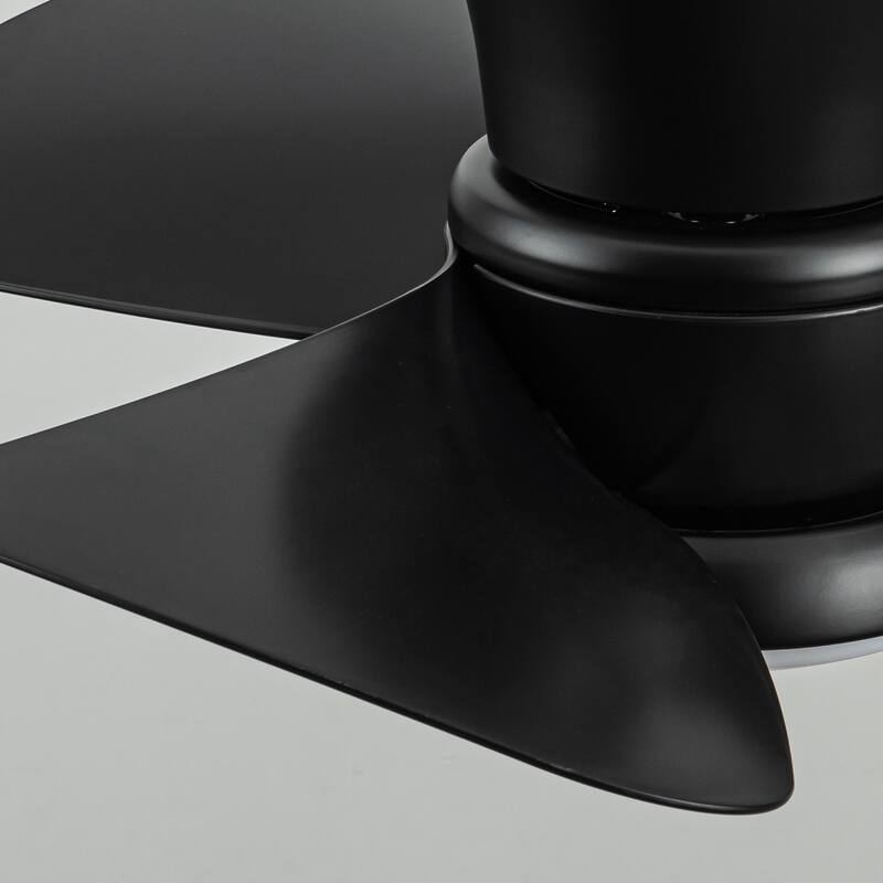31-inch Modern Black Propeller Flush Mount Ceiling Fan with Light and Remote
