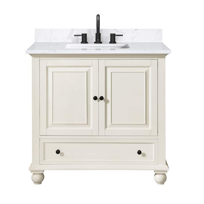 Thompson 36 in. Single Sink Bathroom Vanity with Engineered Stone Top - 37"W x 22"D x 35"H