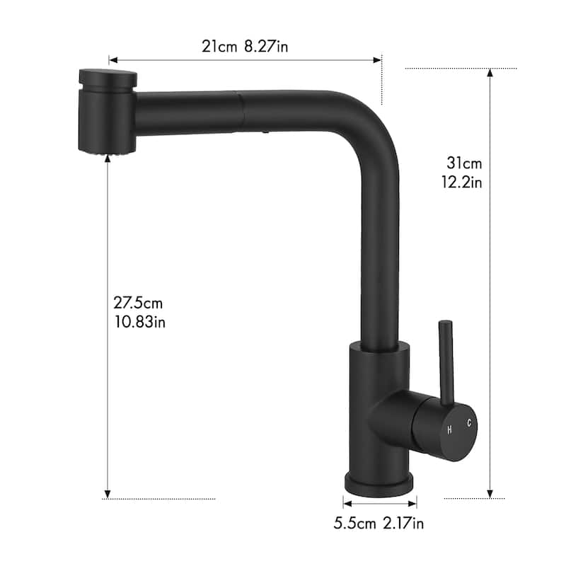 Single-Handle Pull Down Sprayer Kitchen Faucet in Black