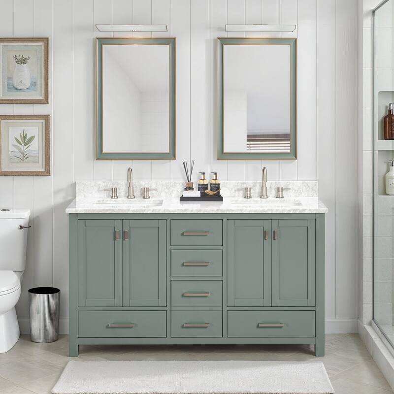 Avanity Modero 60 in. Double Sink Bathroom Vanity with Carrara Marble Top - 61"W x 22"D x 35"H