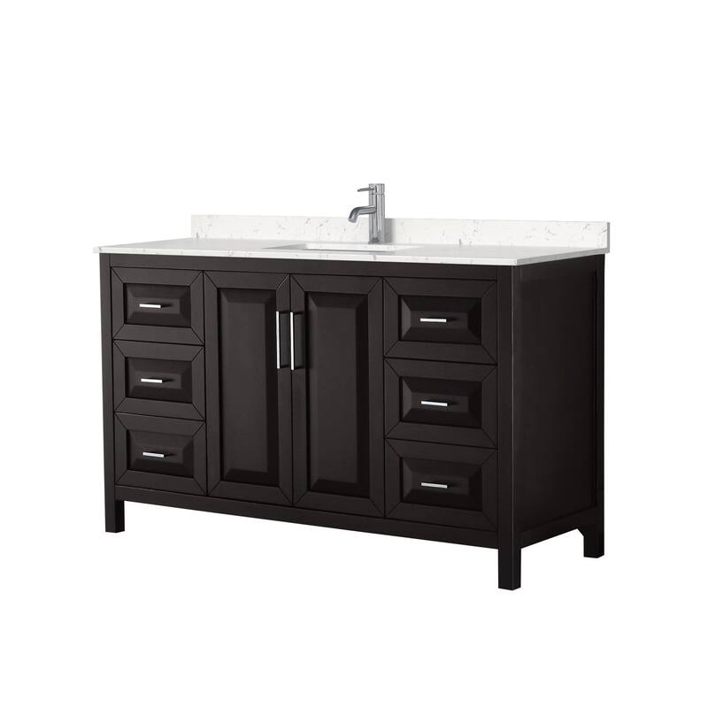 Wyndham Collection Daria 60" Free Standing Single Basin Vanity Set - Dark Espresso / Carrara Cultured Marble Top /