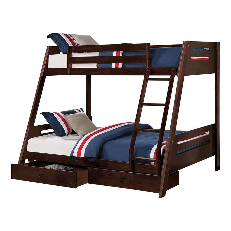 Espresso Twin over Twin/ Full Bunk Bed with Underbed Drawers