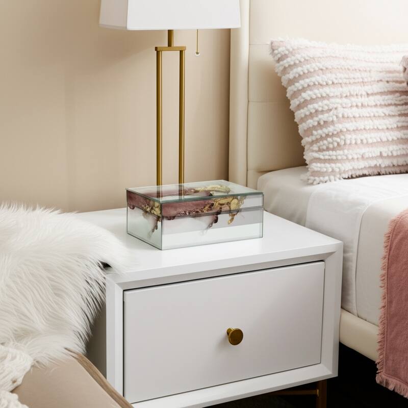 Wood Abstract Finish Lidded Storage Box