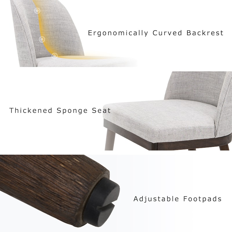 Upholstered Fabric Dining Chairs with Curved Backrest