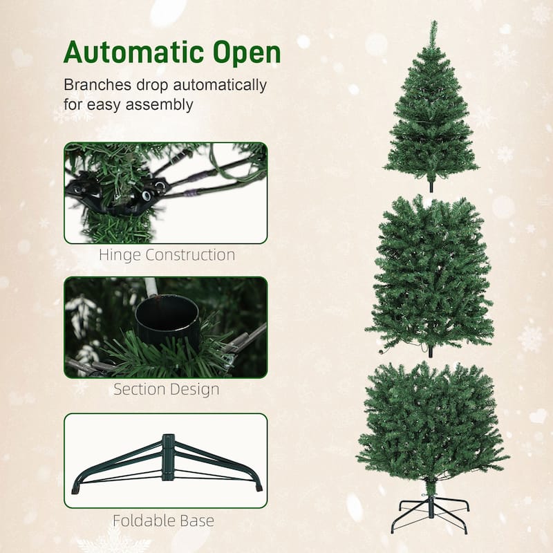 HOMCOM 6ft Prelit Xmas Tree: Colorful LED, Remote, 12 Modes, Timer, Slim Fir, Green