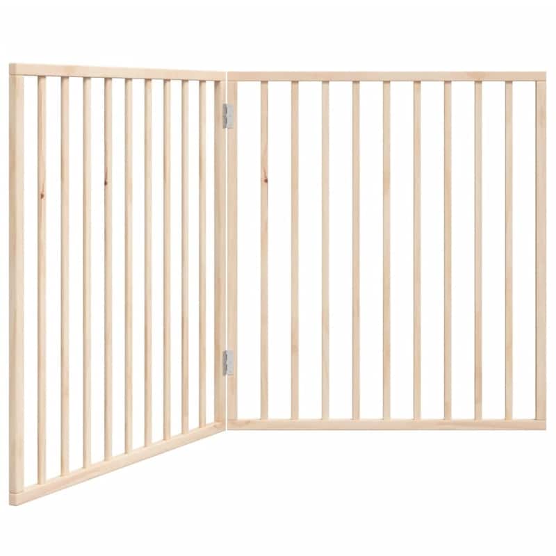 vidaXL Dog Gate Set of 2 Brown Solid Poplar wood 63 in long Foldable