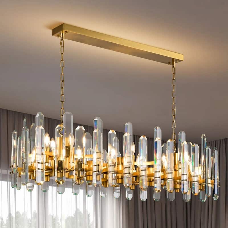 KAYLA 54in Modern Luxury Crystal Chandelier Lighting - LED Ceiling Light Fixture - 54in - Glod