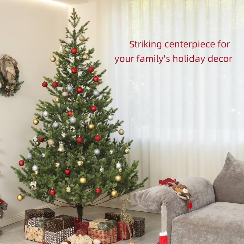 7ft Artificial Christmas Tree, Sparse Realistic Cedar Tree with 2901 Tips, Easy Assembly, Hinged Xmas Tree - Green