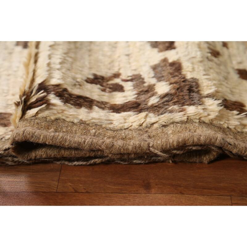 Hand Knotted Oriental 100% Wool Carpet Modern Tribal Beige & Ivories Moroccan Area Rug - 7' 10'' X 5' 9''
