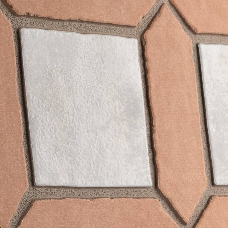 Merola Tile Picket Arendel Terra with White Square 14-5/8" x 22-1/2" Porcelain Floor and Wall Tile