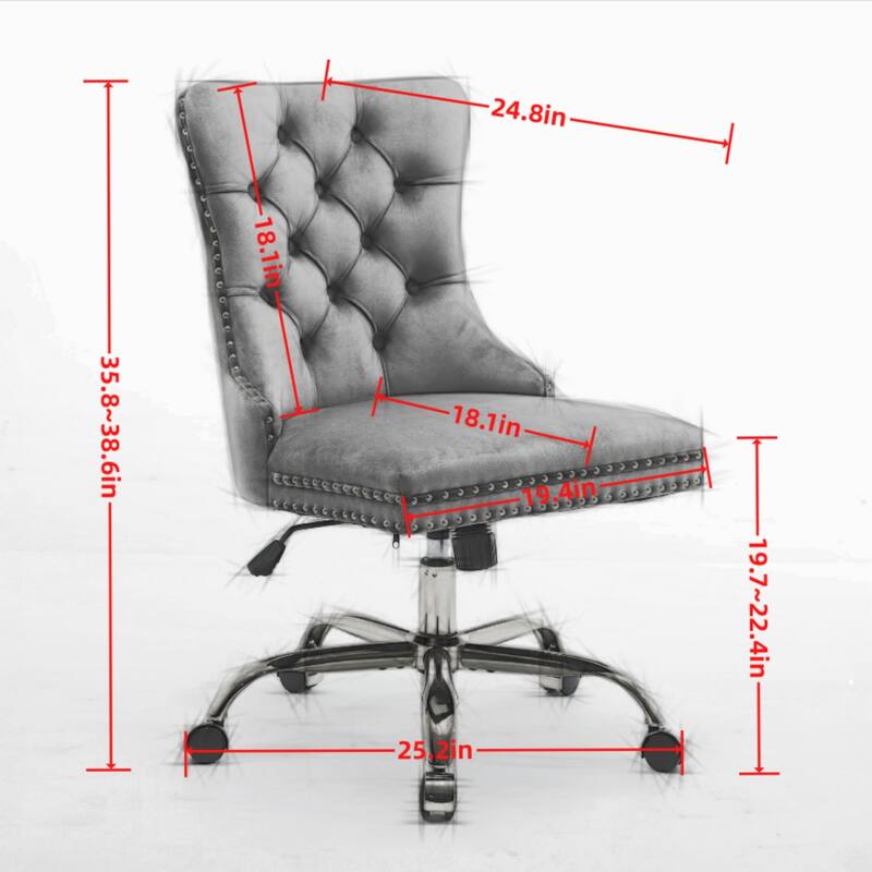 Modern Chenille Upholstered Tufted Button Home Office Chair with Chrome Metal Base,Adjustable Desk Chair Swivel Office Chair