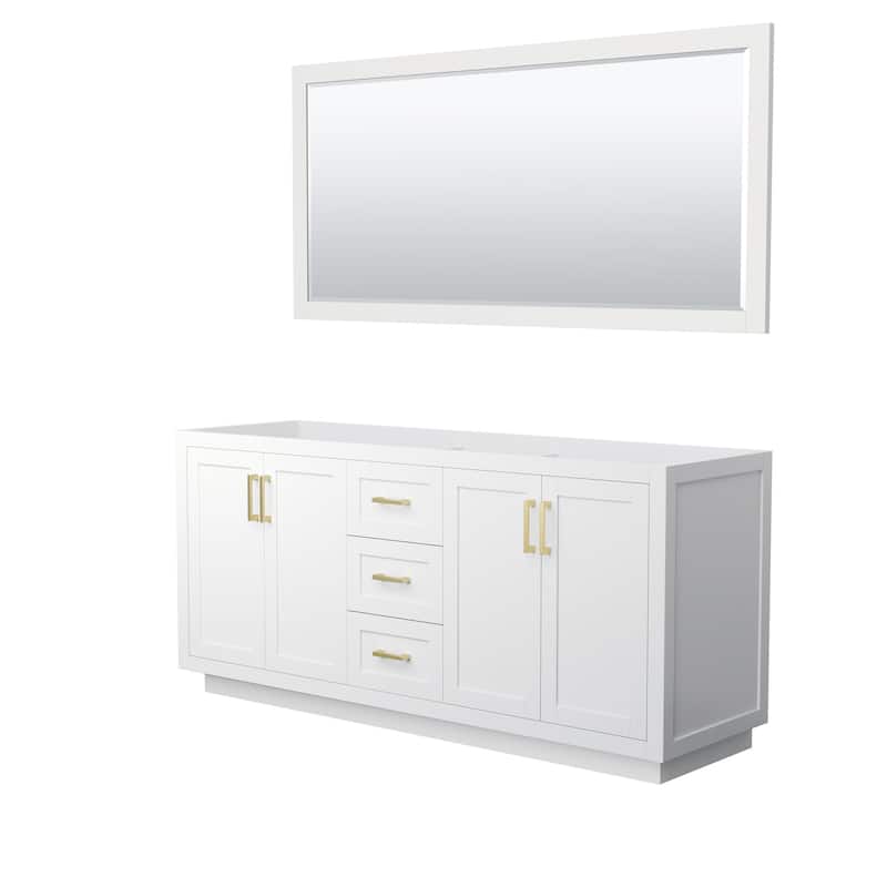 Wyndham Collection Miranda 71" Double Free Standing Vanity Cabinet - - White / Brushed Gold Hardware