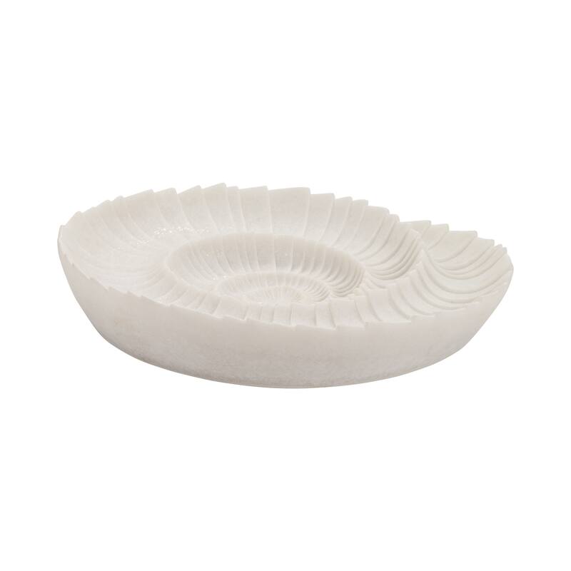 Resin Seashell Texture Decorative Bowl - White, 17 in. - 16" x 16" x 3"