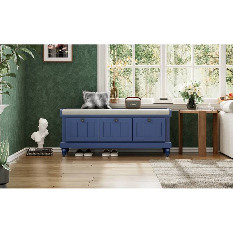 Fluted Entryway Bench with Storage