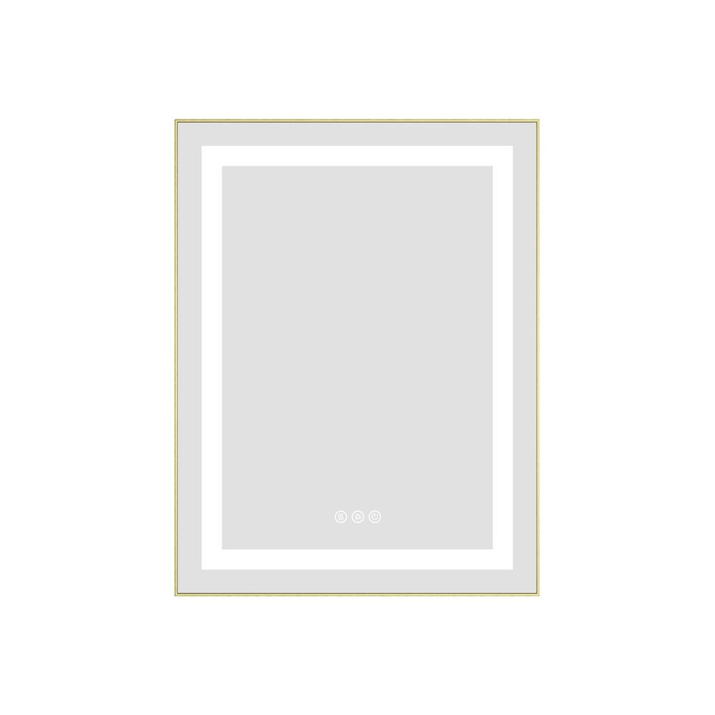 24" x 28" LED Bathroom Mirror with Front and Backlight, Wall Mounted Vanity Mirror with Aluminum Frame, Anti-Fog