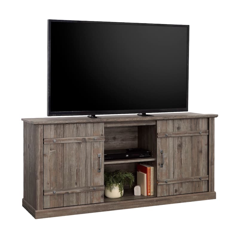 Wood Credenza for TVs up to 70" with Hidden Storage - 62.44" W x 16.77" D x 28.54" H - Pine Wood