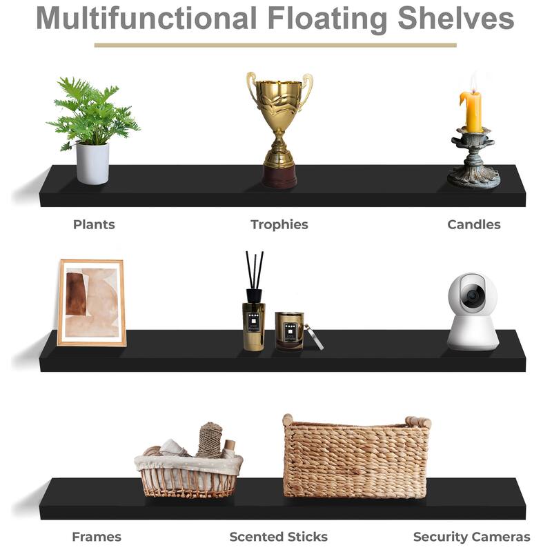 Sorbus Floating Shelves for Wall - 55 Inch Extra-Long Bathroom Shelves- Mounted Floating Shelf with Hidden Brackets (3 Pack)