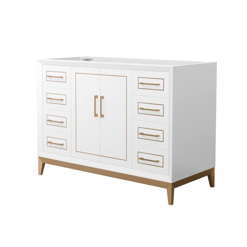 Wyndham Collection WCH515148S-CXSXX-MXX Marlena 48" Single Free - White / Satin Bronze Hardware