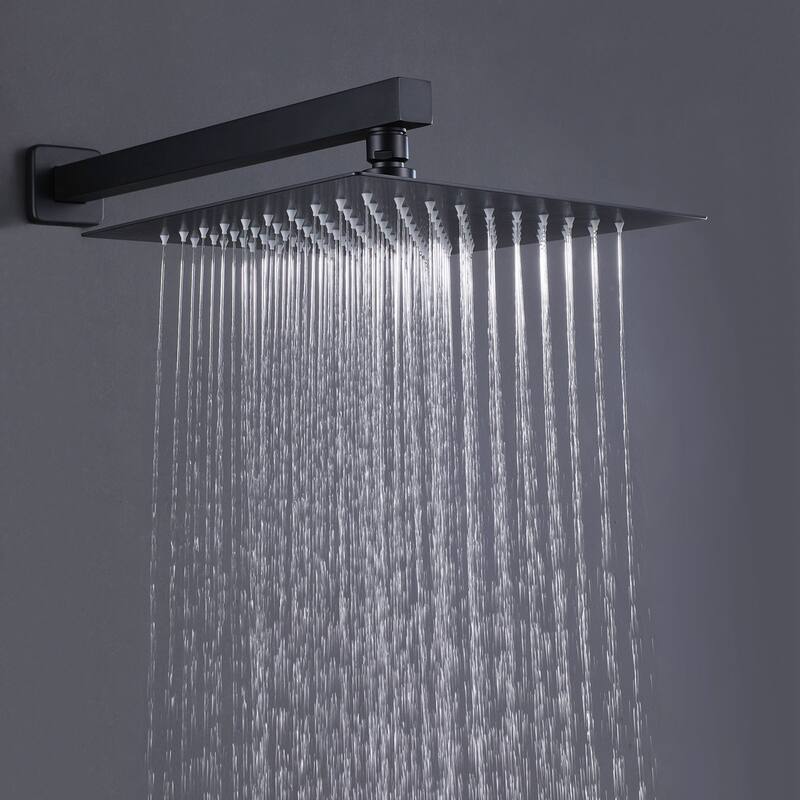 Matte Black 1-Spray Built-In Shower System - Shower Head(stainless steel) Size: 10*10 inch - Matte Black