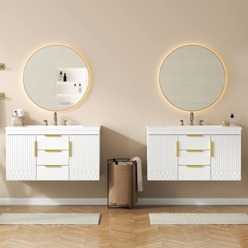 72" Wall Mounted Floating Bathroom Vanity with Storage Cabinet and Drawers