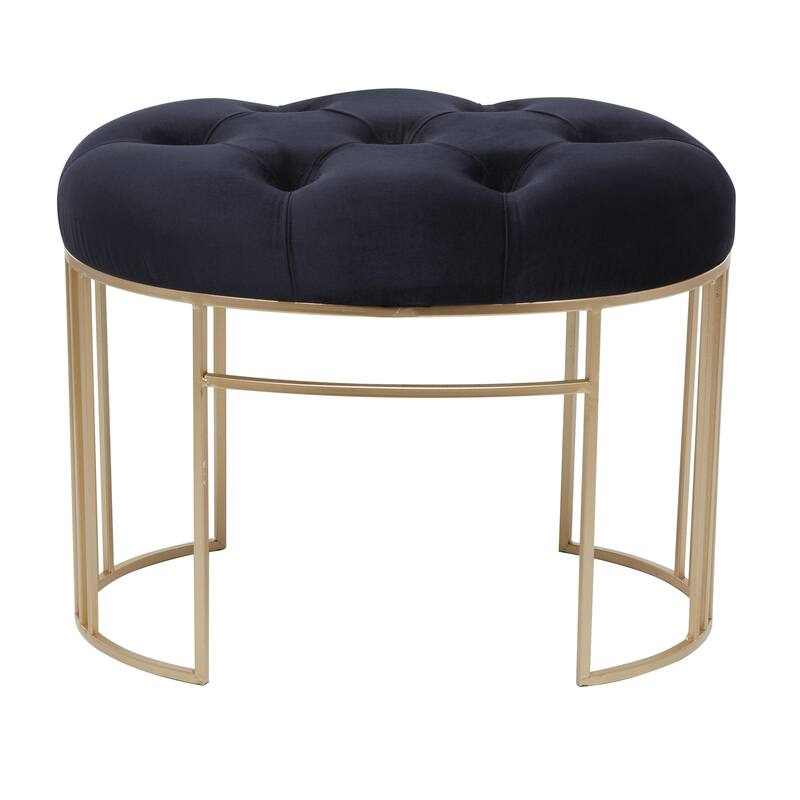 White, Black or Gray Velvet Tufted Home Bench with Gold Metal Legs