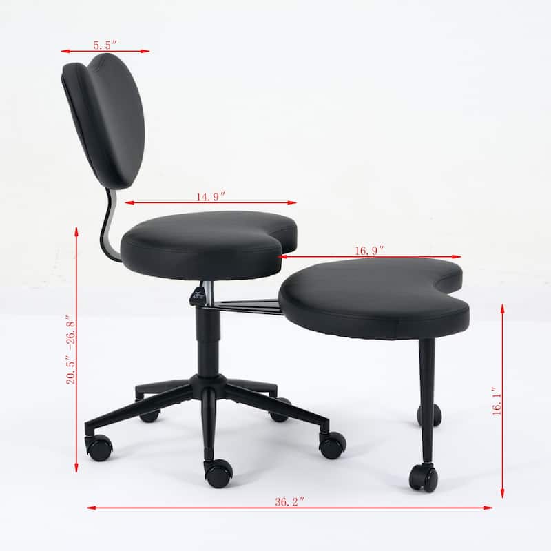 Roomfitters Meditation Chair Plus, Cross-Legged Desk Chair with Wheels and Adjustable Stool, Criss Cross Office Chair