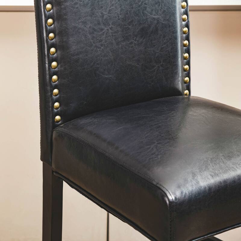 Glitzhome Set of 2 45"H PU Riveted Upholstered Bar Stools Pub Chairs