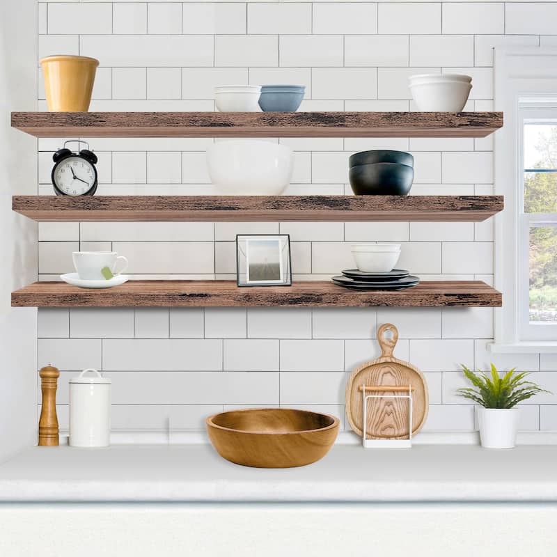 Sorbus Floating Shelves for Wall - 55 Inch Extra-Long Bathroom Shelves- Mounted Floating Shelf with Hidden Brackets (3 Pack)