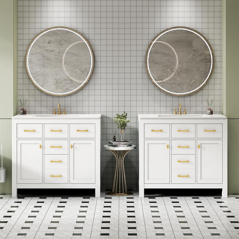72" Bathroom Vanity Set with Ceramic Sink (Separate) and Drawers & Cabinets