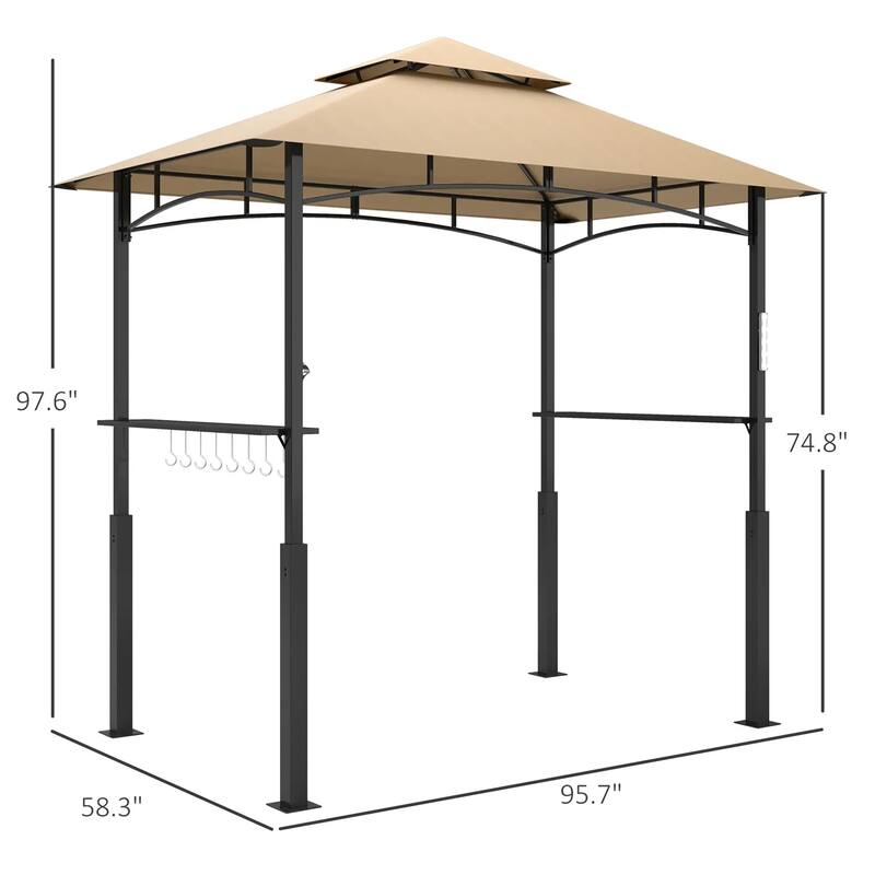 8' x 5' Outdoor Grill Gazebo Shelte in Dark Brown
