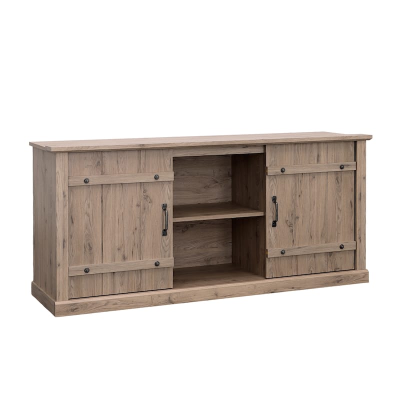 Wood Credenza for TVs up to 70" with Hidden Storage - 62.44" W x 16.77" D x 28.54" H